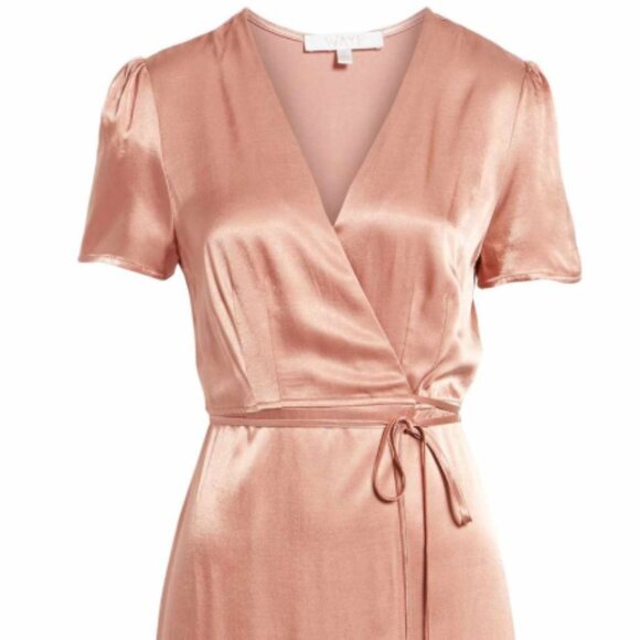 WAYF Gwyneth Wrap Maxi Dress | Dusty Rose Satin | Size S | Altered - Picture 6 of 6
